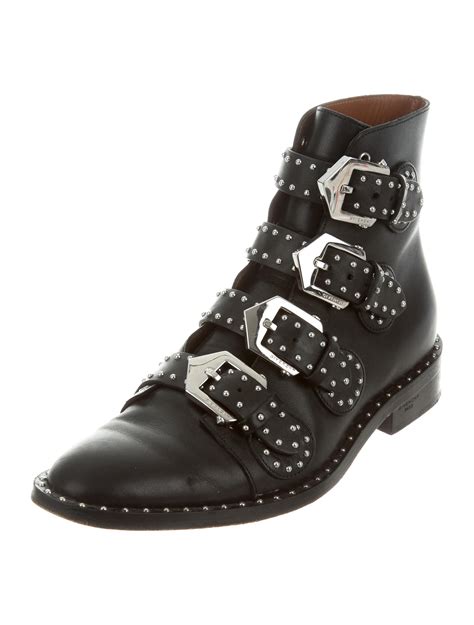 Givenchy Elegant Studded Buckle Leather Ankle Boots